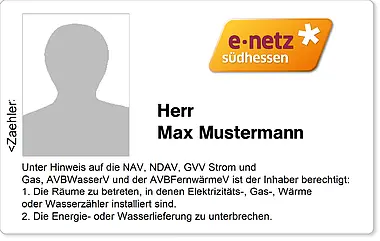 Muster eines Mitarbeiterausweises von der e-netz Südhessen
