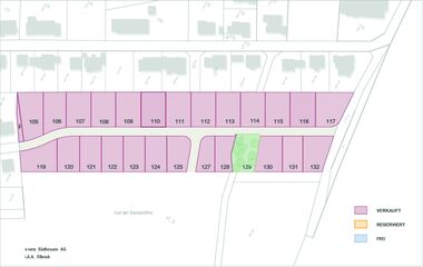 Grundriss zeigt die Aufteilung des Reservierungsplans für das Baugebiet Lützelbach-Maintalblick.