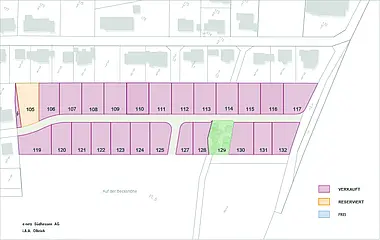 Grundriss zeigt die Aufteilung des Reservierungsplans für das Baugebiet Lützelbach-Maintalblick.