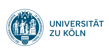 Blaues Logo von der Universität zu Köln. Das Logo zeigt zeigt das sogenannte “Kölner Siegel” mit der Heiligen Ursula und ihren Gefährtinnen, die als Schutzpatronin der Stadt Köln gilt.