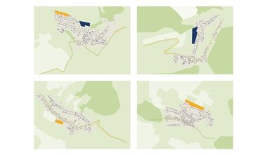 Das Bild zeigt grafische Flächen von den Ortsteilen von Lützelbach.