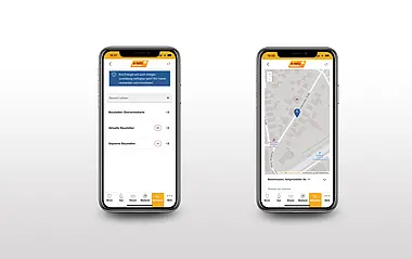 Zwei Screenshots der App e-netz-Report: 1. Übersicht aktueller und geplanter Baustellen und 2. Detailansicht einer Versorgungsunterbrechung in Kartenoptik