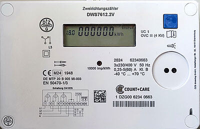 Das Bild zeigt einen Haushaltszähler bzw. einen Zweirichtungszähler.