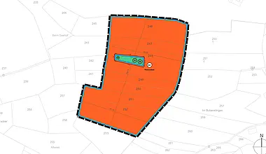 Bebauungsplan vom Baugebiet in Fürth.
