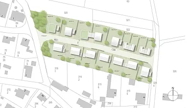 Grafische detaillierte Darstellung vom Baugebiet in Rimhorn.