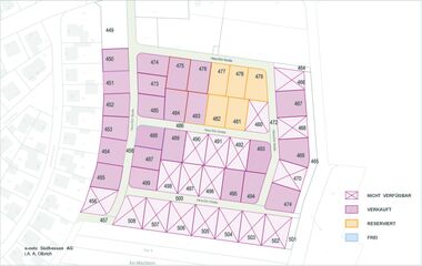 2025_02_24_RP_SCH-MSB Grundriss zeigt die Aufteilung des Reservierungsplans für das Baugebiet Schaafheim-Mosbach "Am Mischborn".