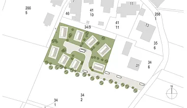 Das Bild zeigt den Bebauungsplan von Breitenbrunn.