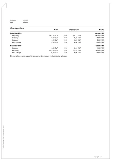 Seite 6 einer Beispielabrechnung einer PV-Anlage über 10 kW