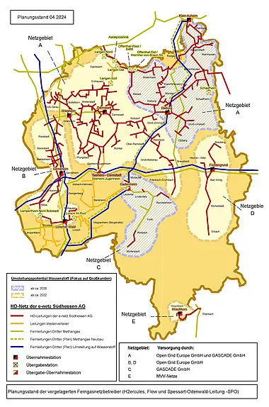 Übersichtskarte Verteilnetz der e-netz Südhessen