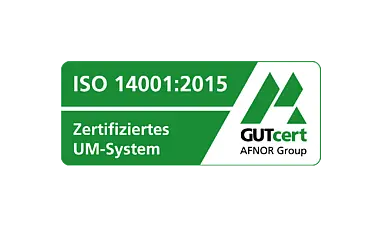 Zertifizierungslogo Umweltschutzmanagement nach DIN EN ISO 14001:2015