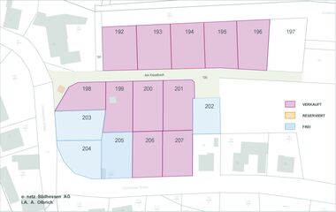 2025_02_19_RP_BRND Grundriss zeigt die Aufteilung des Reservierungsplans für das Baugebiet Modautal-Brandau "Schafwiesen".
