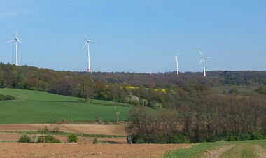 Blick auf den Windpark Binselberg bei Groß-Umstadt