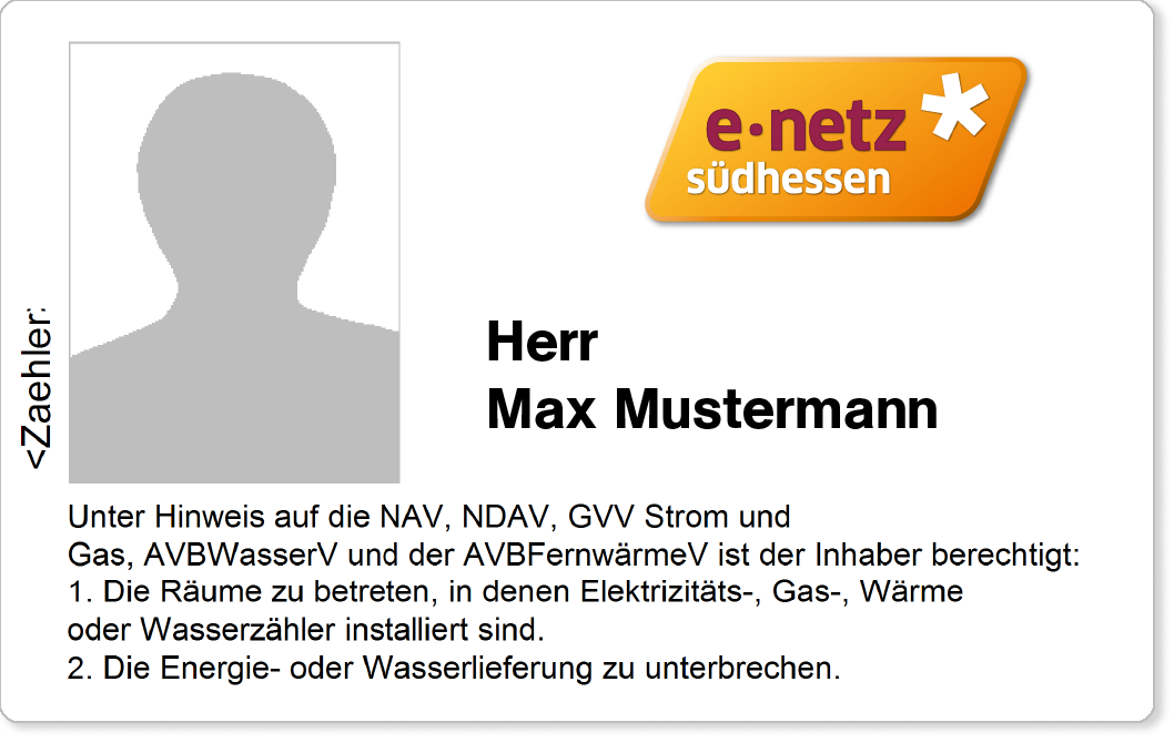 Muster eines Mitarbeiterausweises von der e-netz Südhessen